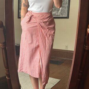 Universal Thread Striped Wrap Linen Skirt